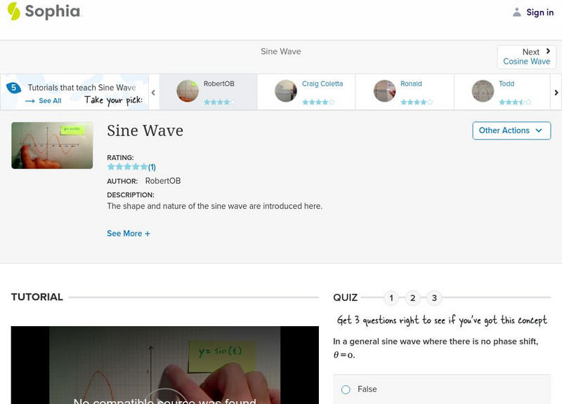 Sophia: Sine Wave: Lesson 4 Instructional Video Sophia: Sine Wave: Lesson 4 Instructional Video