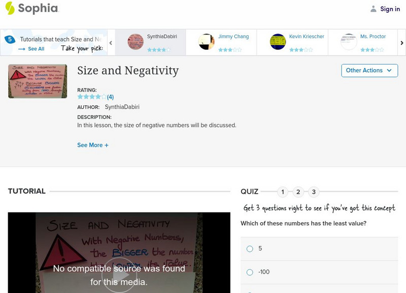 Sophia: Size and Negativity: Lesson 4 Instructional Video Sophia: Size and Negativity: Lesson 4 Instructional Video
