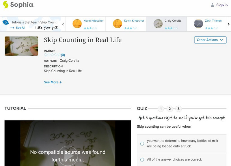 Sophia: Skip Counting in Real Life: Lesson 6 Instructional Video Sophia: Skip Counting in Real Life: Lesson 6 Instructional Video