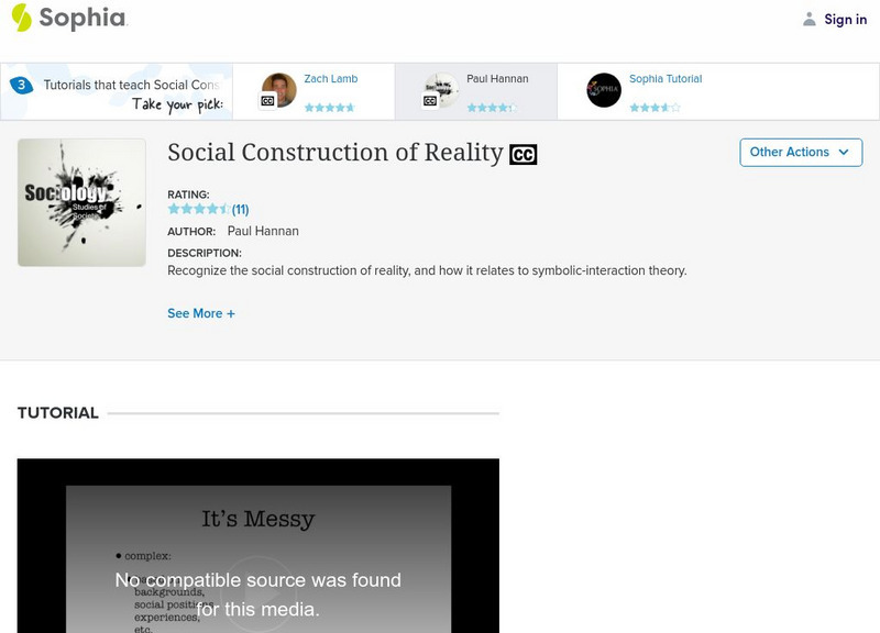 Sophia: Social Construction of Reality: Lesson 4 Instructional Video