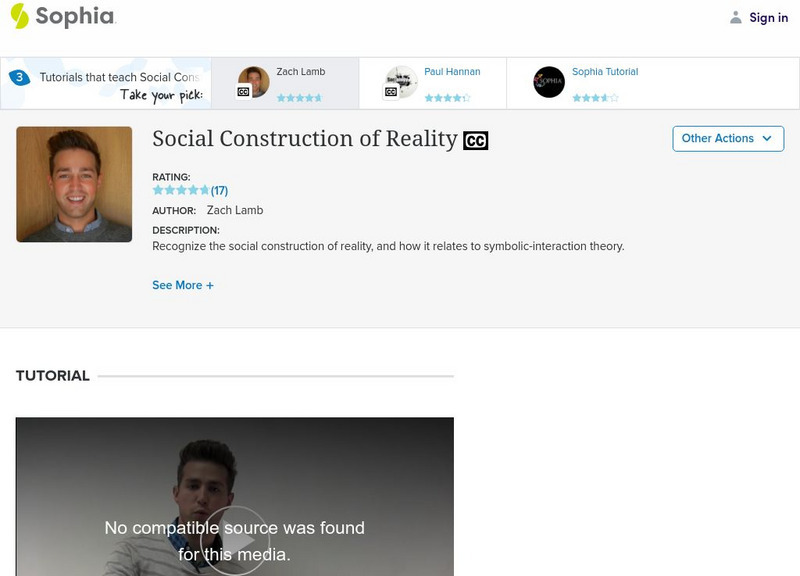 Sophia: Social Construction of Reality: Lesson 5 Instructional Video