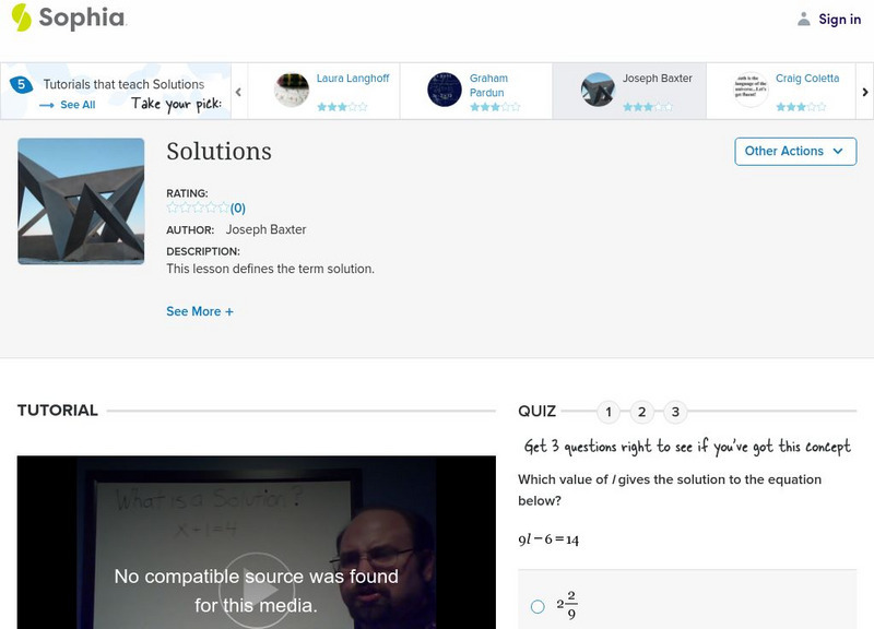 Sophia: Solutions: Lesson 3 Instructional Video
