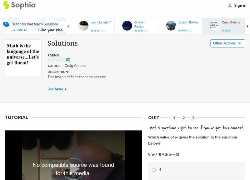 Sophia: Solutions: Lesson 6 Instructional Video