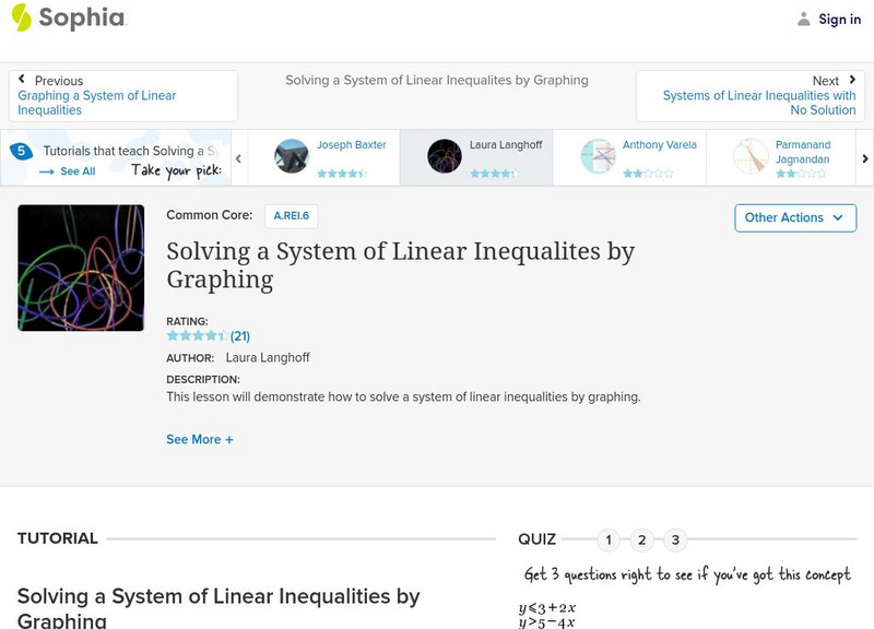 Sophia: Solving a System of Linear Inequalites by Graphing: Lesson 1 Instructional Video