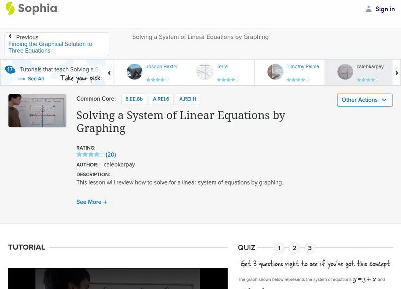 Sophia: Solving a System of Linear Equations by Graphing: Lesson 10 Instructional Video