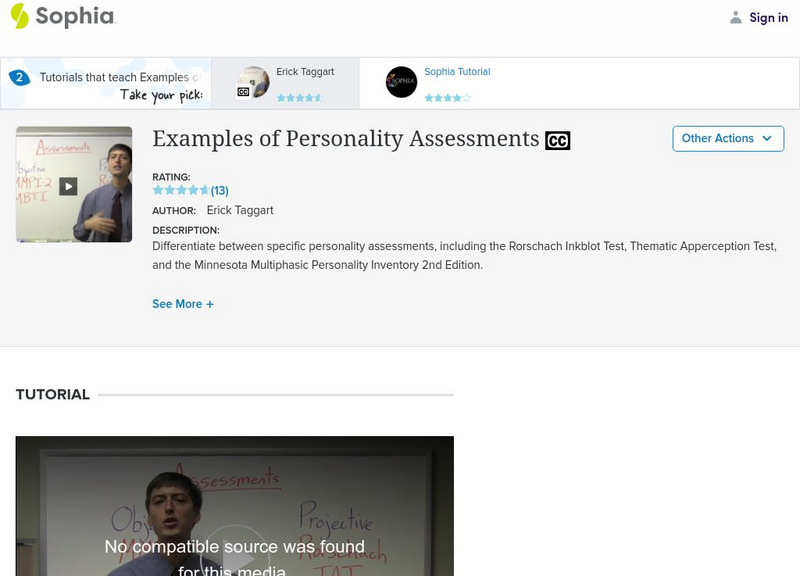 Sophia: Examples of Personality Assessments Instructional Video