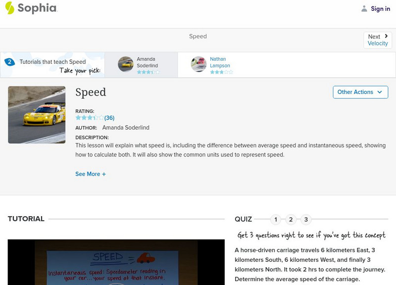 Sophia: Speed: Lesson 1 Instructional Video
