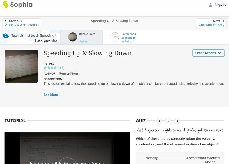 Sophia: Speeding Up & Slowing Down: Lesson 2 Instructional Video Sophia: Speeding Up & Slowing Down: Lesson 2 Instructional Video
