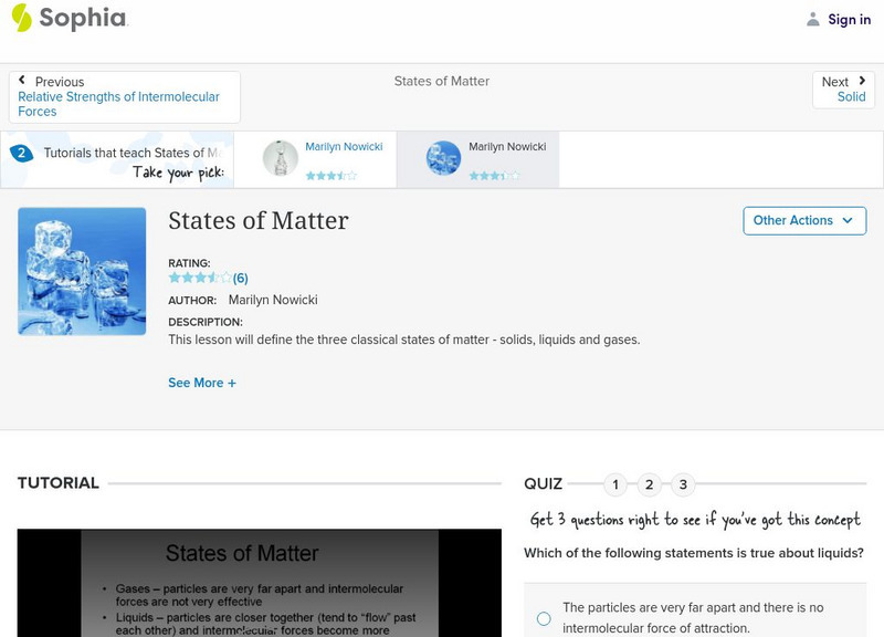 Sophia: States of Matter: Lesson 1 Instructional Video Sophia: States of Matter: Lesson 1 Instructional Video