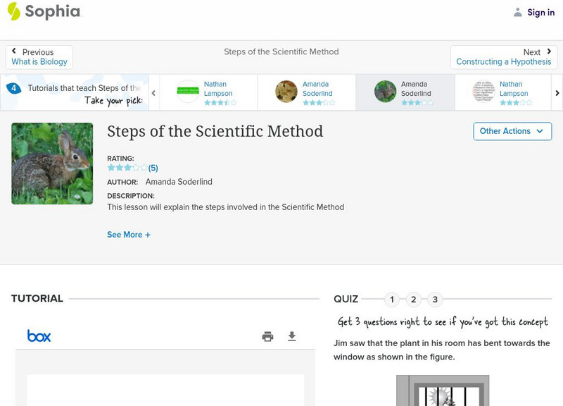 Sophia: Steps of the Scientific Method: Lesson 4 PPT Sophia: Steps of the Scientific Method: Lesson 4 PPT