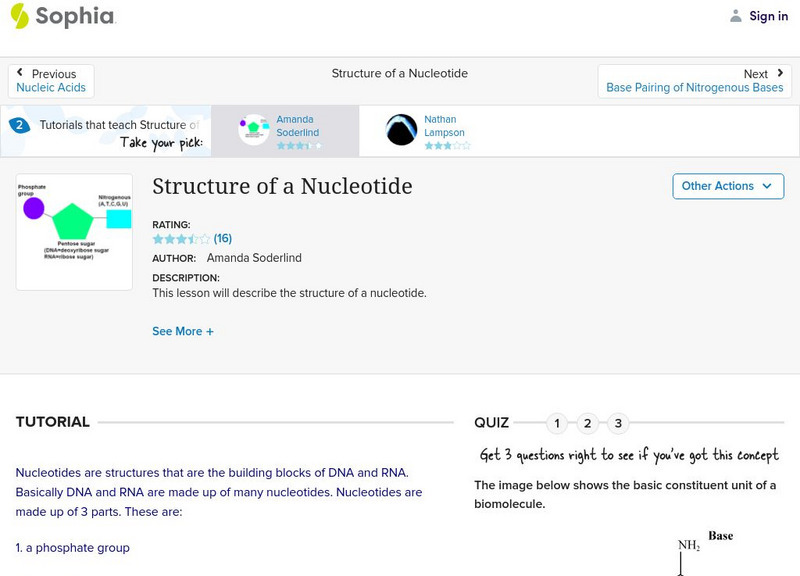 Sophia: Structure of a Nucleotide: Lesson 2 Unit Plan