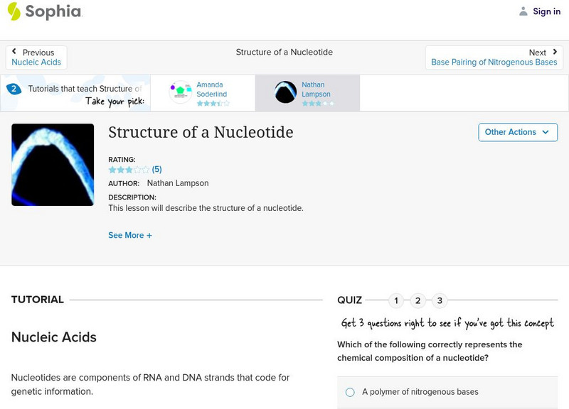 Sophia: Structure of a Nucleotide: Lesson 1 Unit Plan