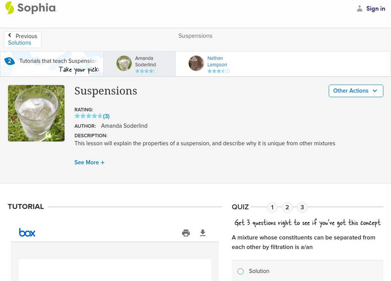 Sophia: Suspensions: Lesson 2 PPT