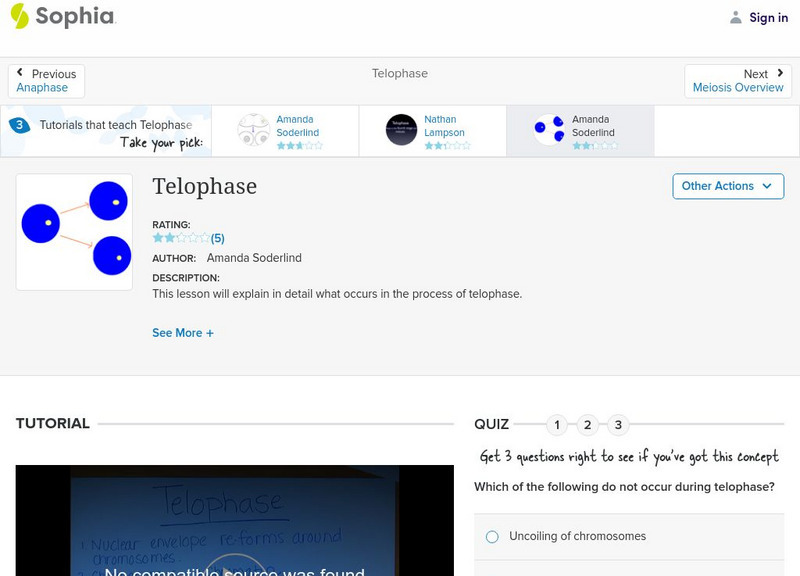 Sophia: Telophase: Lesson 2 Instructional Video Sophia: Telophase: Lesson 2 Instructional Video