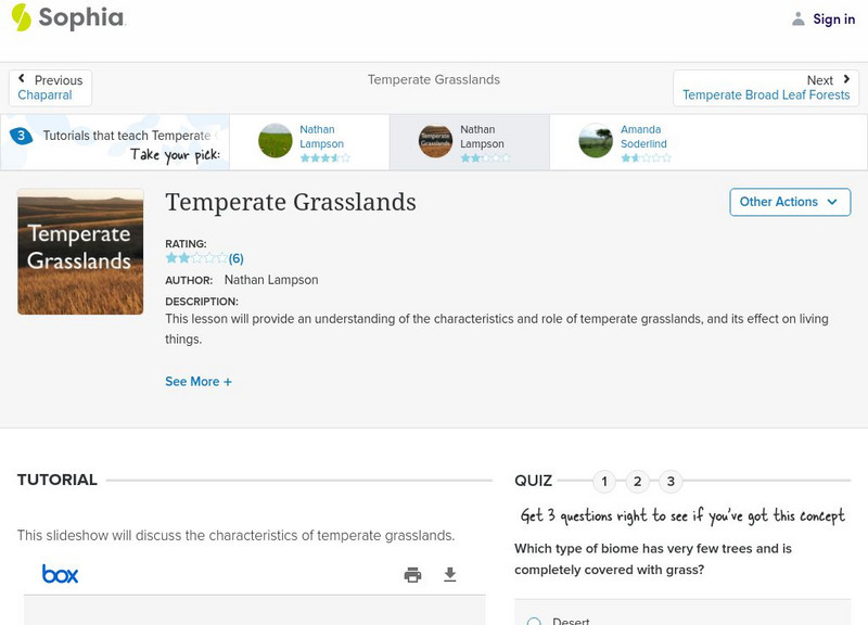 Sophia: Temperate Grasslands: Lesson 1 PPT Sophia: Temperate Grasslands: Lesson 1 PPT