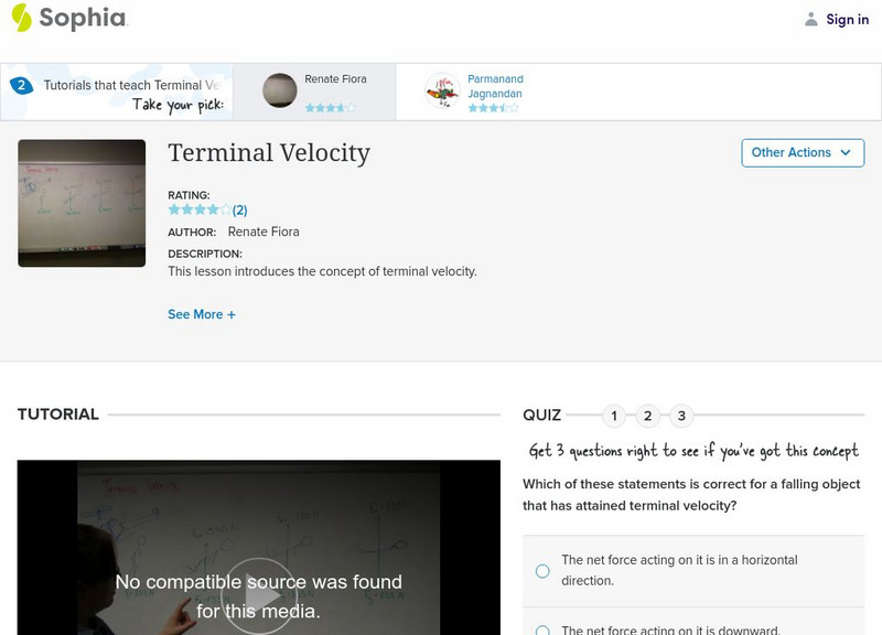Sophia: Terminal Velocity: Lesson 2 Instructional Video