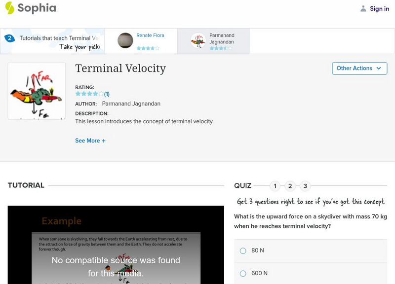 Sophia: Terminal Velocity: Lesson 1 Instructional Video