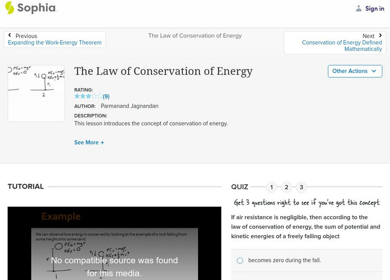 Sophia: The Law of Conservation of Energy Instructional Video Sophia: The Law of Conservation of Energy Instructional Video