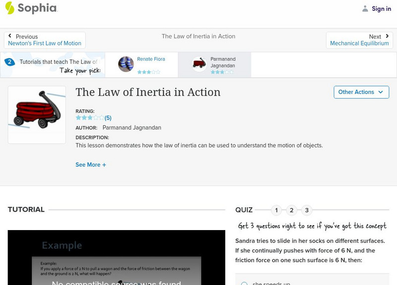 Sophia: The Law of Inertia in Action: Lesson 1 Instructional Video