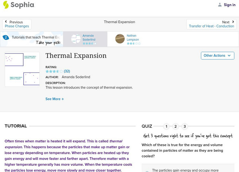 Sophia: Thermal Expansion: Lesson 2 Unit Plan Sophia: Thermal Expansion: Lesson 2 Unit Plan