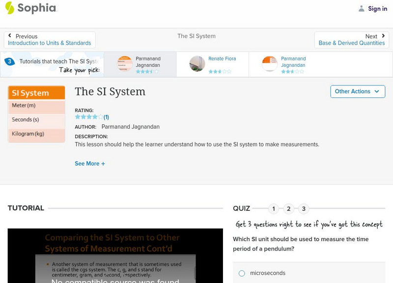Sophia: The Si System: Lesson 2 Instructional Video Sophia: The Si System: Lesson 2 Instructional Video