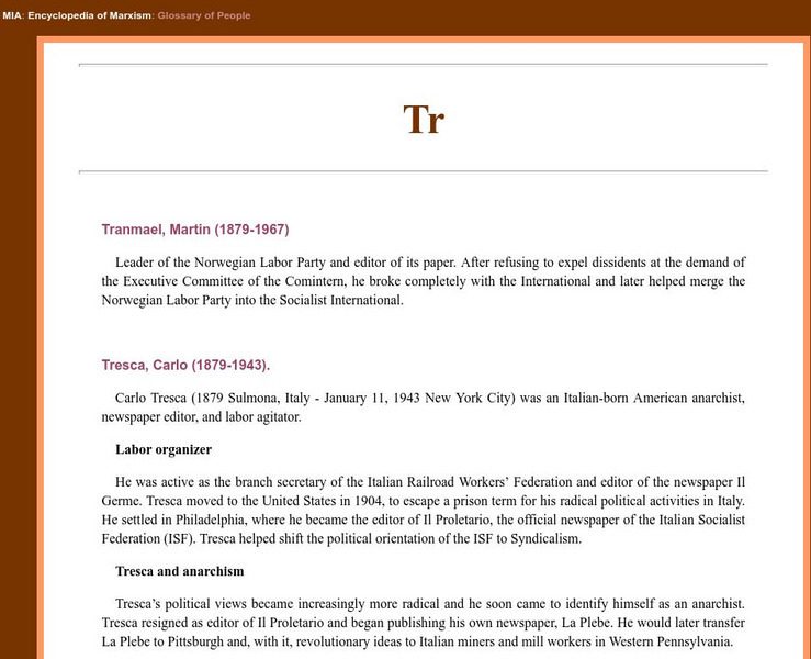 Encyclopedia of Marxism: Leon Trotsky (1879 1940) Website