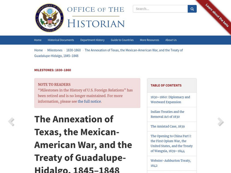 U.s. Department of State: Office of the Historian: Milestones: 1830 1860 Article U.s. Department of State: Office of the Historian: Milestones: 1830 1860 Article