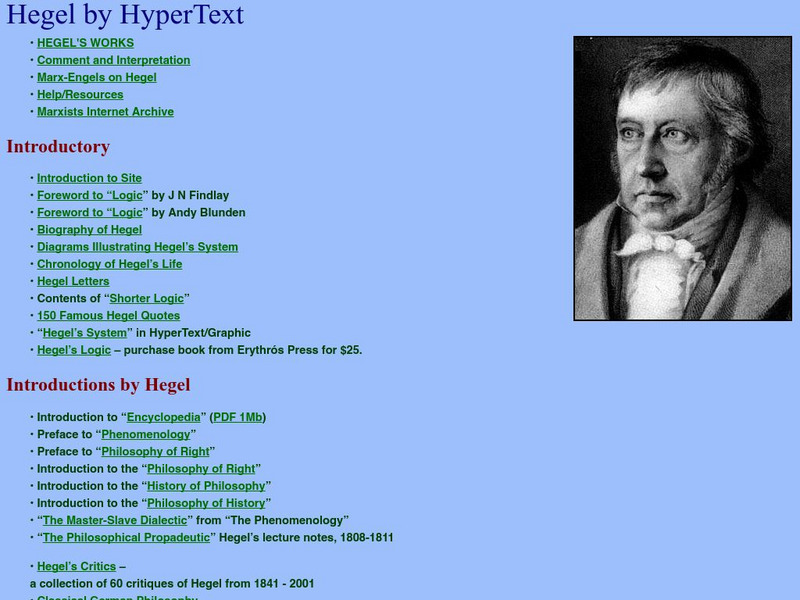 Marxists Internet Archive: Hegel by Hypertext Website