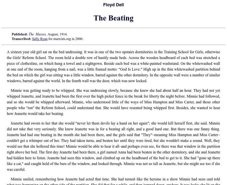 Marxist Internet Archive: Floyd Dell's "The Beating" eBook Marxist Internet Archive: Floyd Dell's "The Beating" eBook