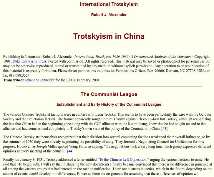 Marxists.org: Trotskyism in China Handout Marxists.org: Trotskyism in China Handout