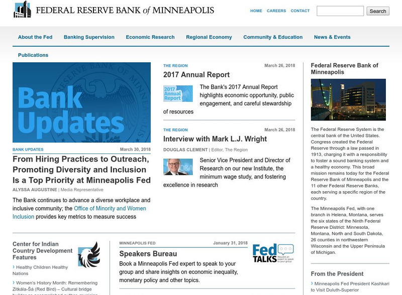 Federal Reserve Bank of Minneapolis: Pursuing an Economy That Works for All of Us Website