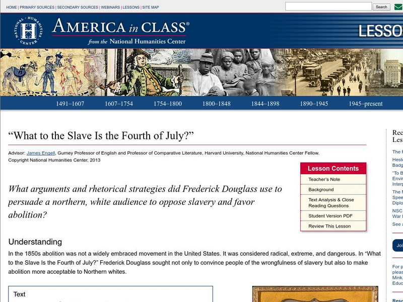 National Humanities Center: America in Class: "What to the Slave Is the Fourth of July?" Lesson Plan National Humanities Center: America in Class: "What to the Slave Is the Fourth of July?" Lesson Plan