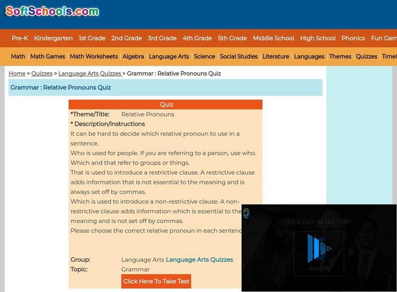 Soft Schools: Relative Pronouns Unknown Type Soft Schools: Relative Pronouns Unknown Type