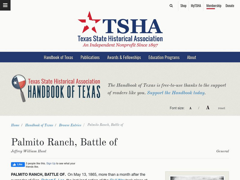 Texas State Historical Association: Battle of Palmito Ranch Article Texas State Historical Association: Battle of Palmito Ranch Article