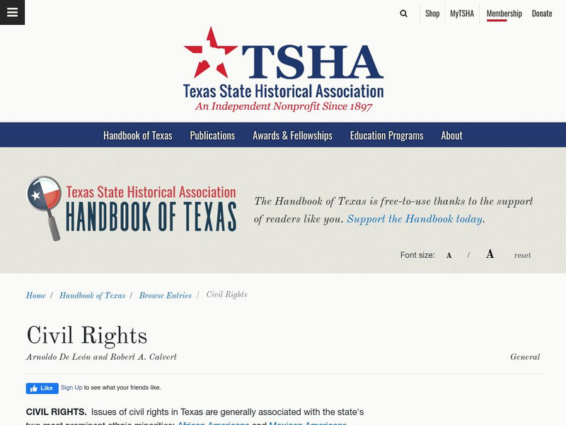 Texas State Historical Association: Civil Rights Article Texas State Historical Association: Civil Rights Article