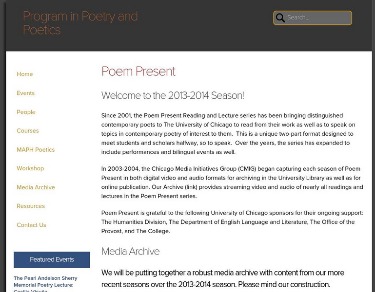 The University of Chicago: Poem Present Website The University of Chicago: Poem Present Website