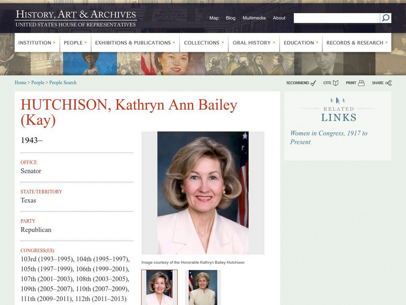 History, Art, and Archives: Kathryn Ann Bailey (Kay) Hutchison Handout