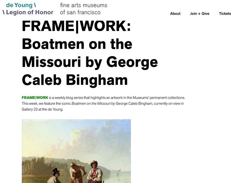 De Young Museum of American Art: Boatmen on the Missouri: George Caleb Bingham Website De Young Museum of American Art: Boatmen on the Missouri: George Caleb Bingham Website