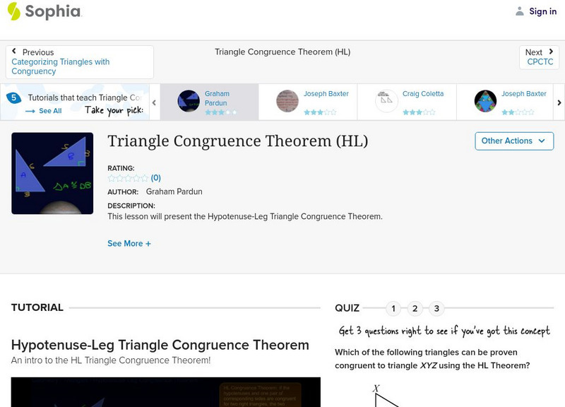 Sophia: Triangle Congruence Theorem (Hl): Lesson 4 Instructional Video