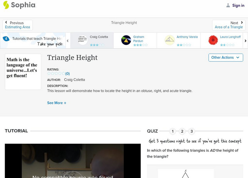 Sophia: Triangle Height: Lesson 3 Instructional Video