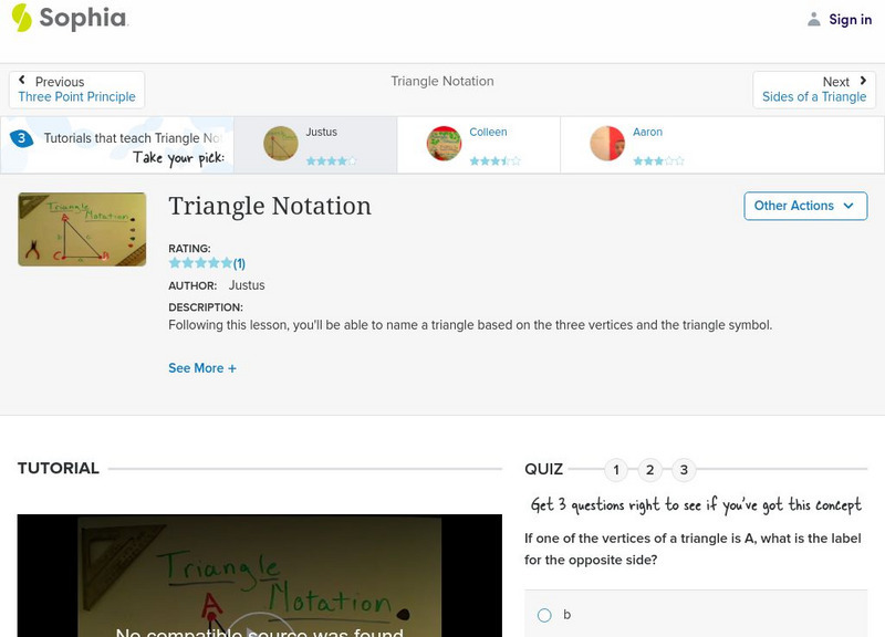 Sophia: Triangle Notation: Lesson 5 Instructional Video