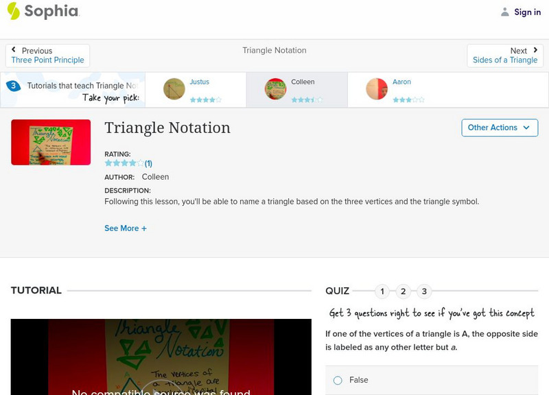 Sophia: Triangle Notation: Lesson 1 Instructional Video