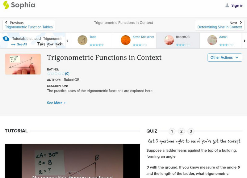 Sophia: Trigonometric Functions in Context: Lesson 2 Instructional Video