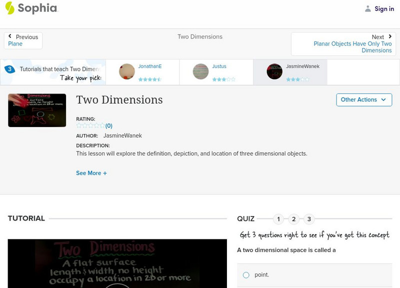Sophia: Two Dimensions: Lesson 4 Instructional Video