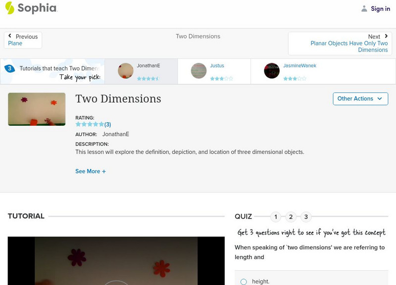 Sophia: Two Dimensions: Lesson 7 Instructional Video