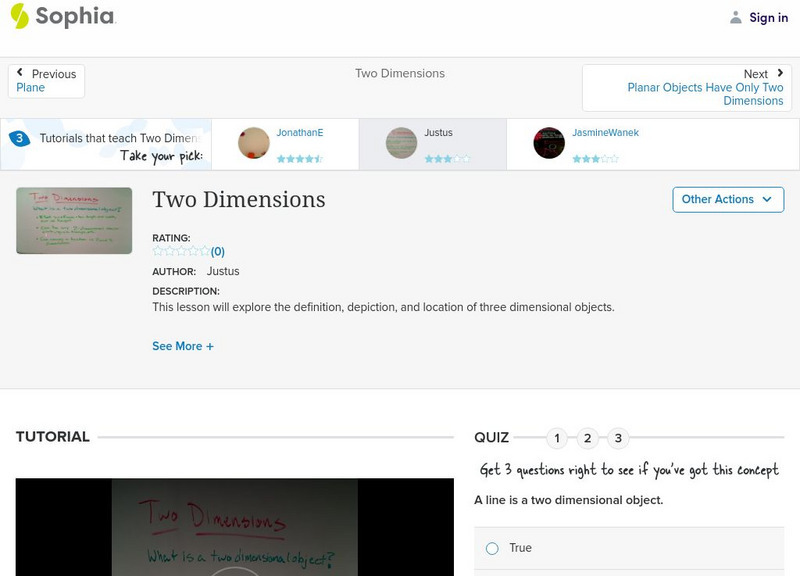 Sophia: Two Dimensions: Lesson 1 Instructional Video