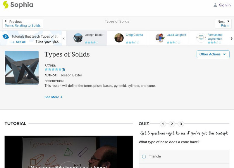 Sophia: Types of Solids: Lesson 1 Instructional Video Sophia: Types of Solids: Lesson 1 Instructional Video