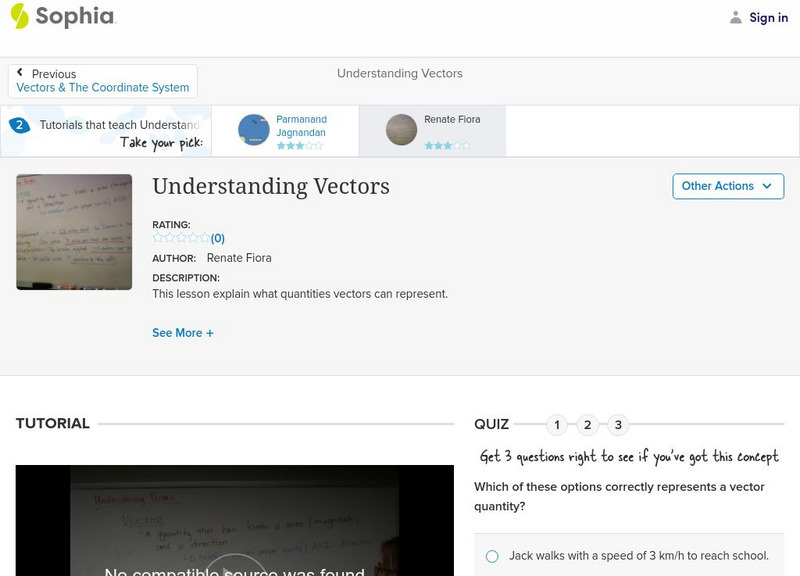 Sophia: Understanding Vectors: Lesson 2 Instructional Video Sophia: Understanding Vectors: Lesson 2 Instructional Video