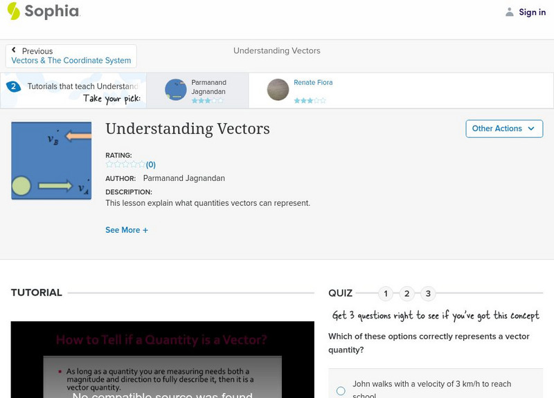Sophia: Understanding Vectors: Lesson 1 Instructional Video Sophia: Understanding Vectors: Lesson 1 Instructional Video