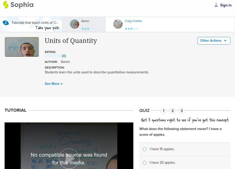 Sophia: Units of Quantity: Lesson 2 Instructional Video Sophia: Units of Quantity: Lesson 2 Instructional Video